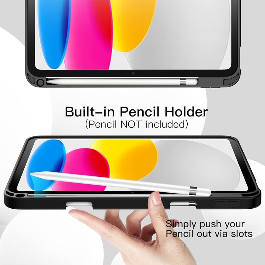 Case for iPad (A16) 11th/10th Generation (2025/2022) with Pencil Holder, Slim Tablet Cover with Soft TPU Back, Auto Wake/Sleep - Black , Rose Gold & Blue