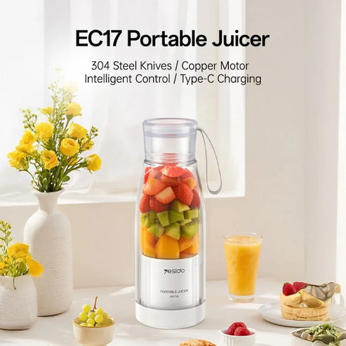 Portable Blender 450ml Rechargeable Juicer with 6 Blades for Travel