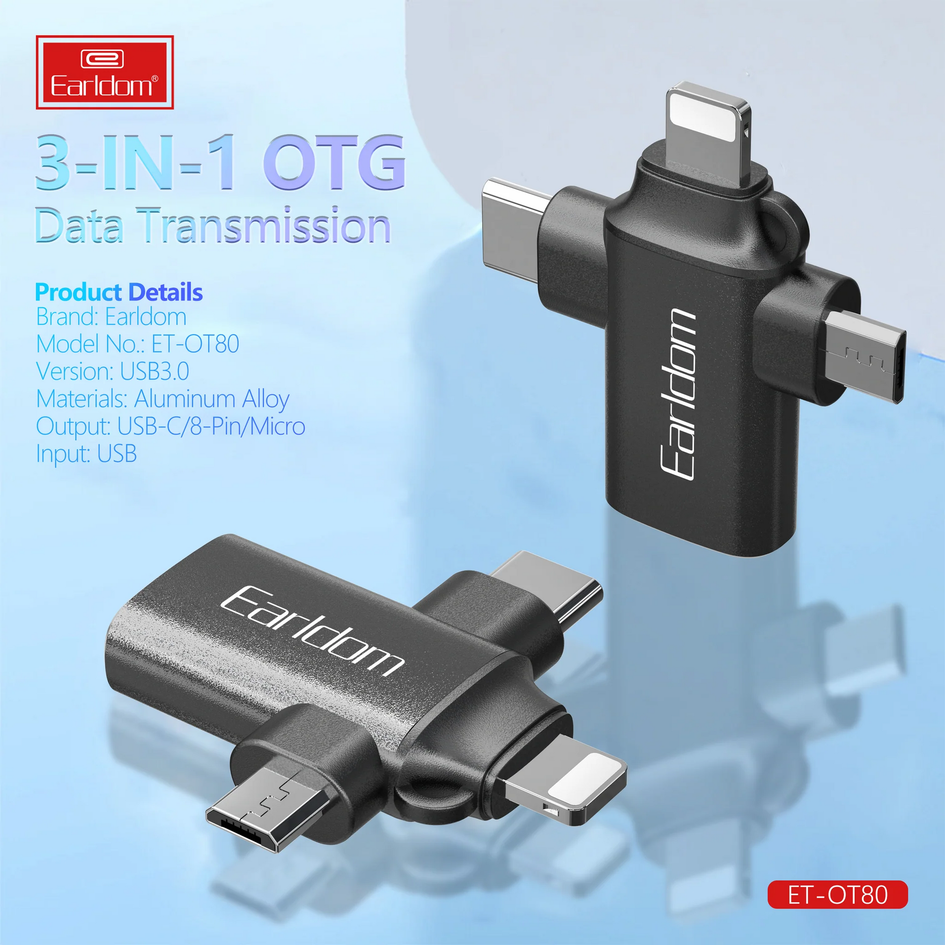 3 In 1 Otg Data Transmission Adapter By Earldom“ Premium Quality, Stylish & Durable Protective Case
