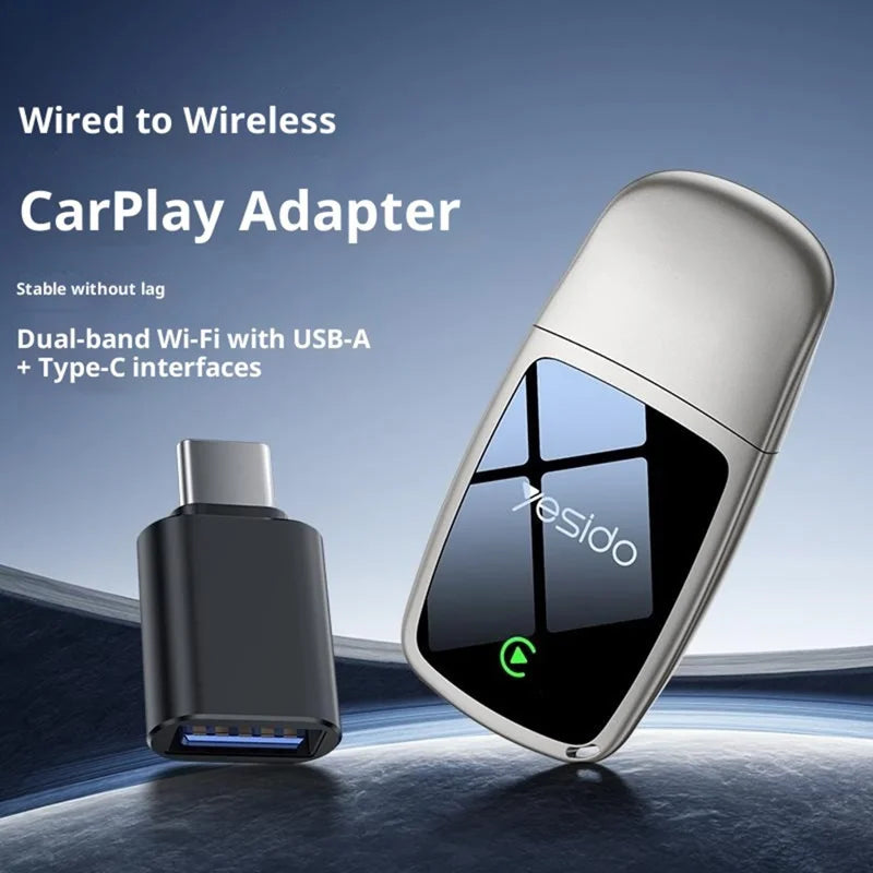 Wireless CarPlay Adapter USB Dongle 1080P Dual Band WiFi iOS Compatible