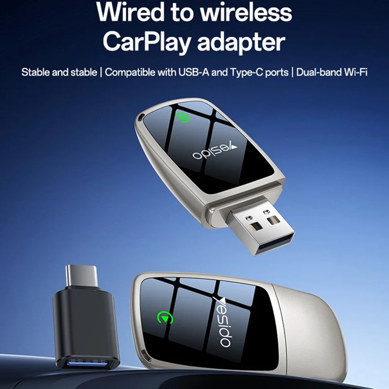 Wireless CarPlay Adapter For Car Stereo 5G / 2.4G Dual Band WiFi OTA Upgradable
