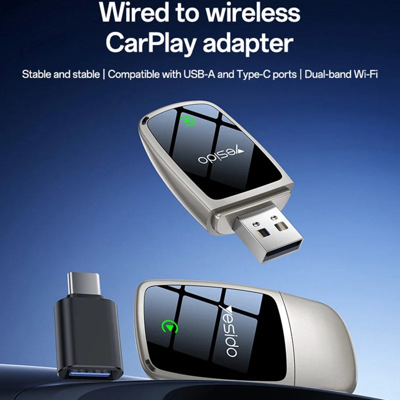 Wireless CarPlay Adapter USB Dongle 1080P Dual Band WiFi iOS Compatible