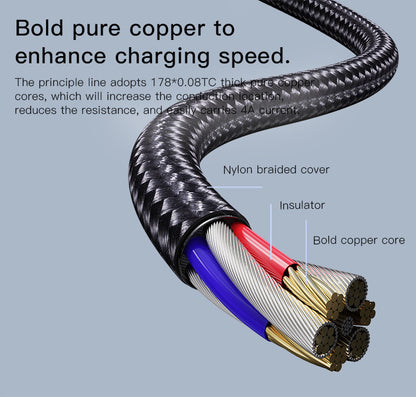Yesido CA110 4 in 1 Charging Data Cable | Type-C to 2 TC + 2 IP Mobile Phone Charging Cable
