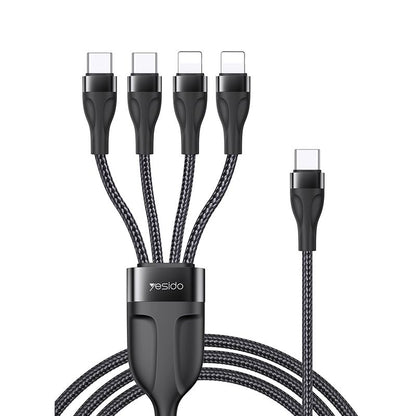 Yesido CA110 4 in 1 Charging Data Cable | Type-C to 2 TC + 2 IP Mobile Phone Charging Cable
