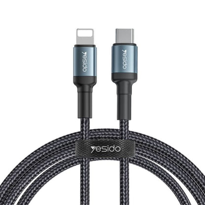 Yesido CA76 1.2M/2M/3M PD 20W Fast Charging Nylon PD Type-C to 8 Pin For iPhone Data Cable