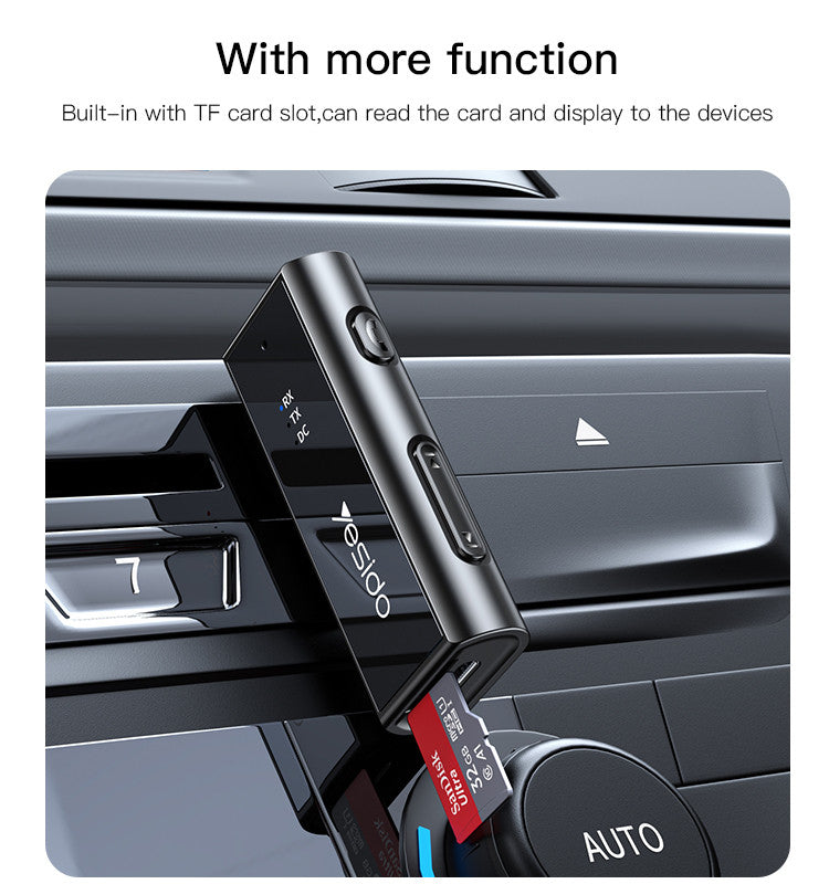 Yesido Bluetooth Receiver For Car, TV, Phone & Gaming, Audio Transmitter Rechargeable, SD Card Support