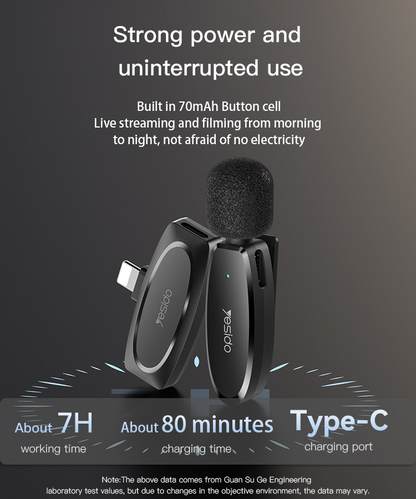 Portable 360 Pickup Voice IP Type-c 2 in 1 Transmit Port 2 Wireless MEMS Microphone