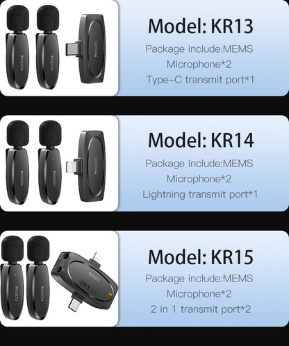 Portable 360 Pickup Voice IP Type-c 2 in 1 Transmit Port 2 Wireless MEMS Microphone