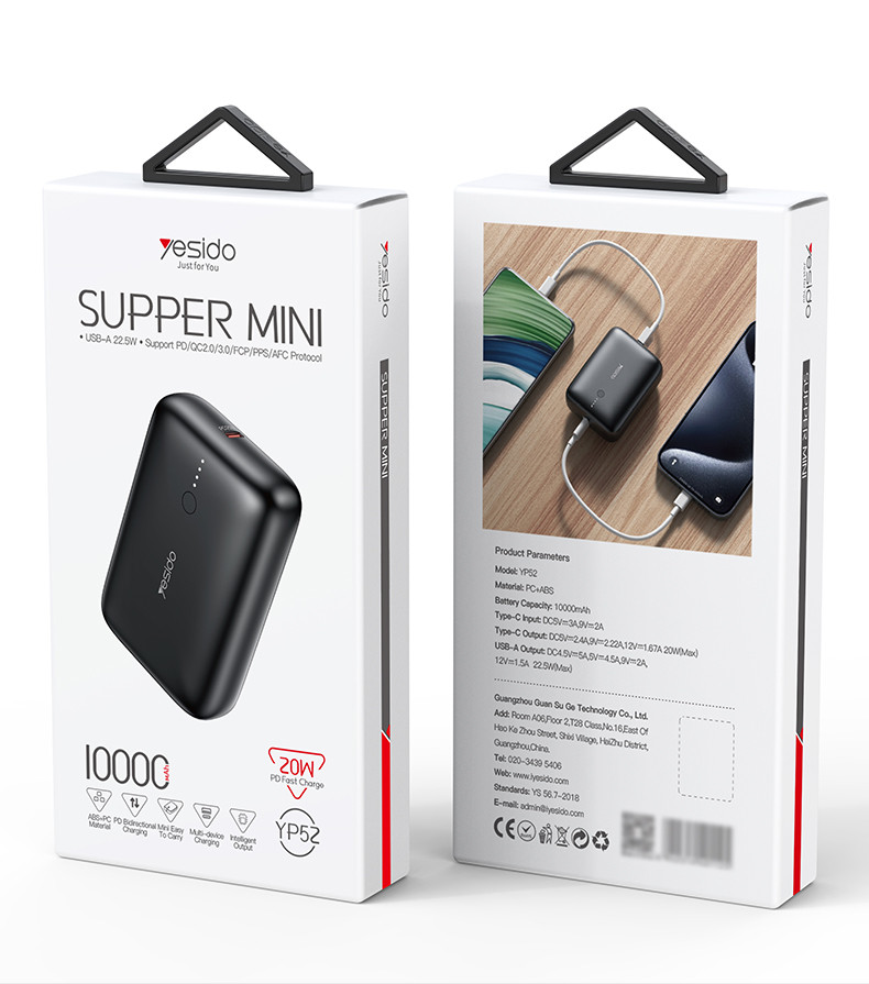 Mini 10000mAh Power Bank PD 20W + USB 22.5W Fast Charging Portable Charger