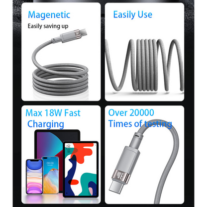 Yesido CA173 USB To Type-C 1 Meters Length Max 18W Fast Charging Magnetic Data Cable