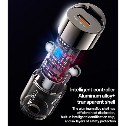 45W Fast Charging Mini Hidden Car Charger