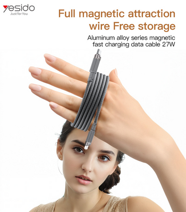 Yesido CA172L 1M Length TC To IP Built-in Intelligent Chip PD27W Fast Charging Magnetic Saving Data Cable