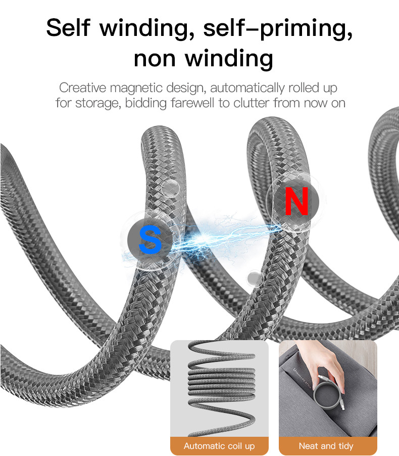 Yesido CA172L 1M Length TC To IP Built-in Intelligent Chip PD27W Fast Charging Magnetic Saving Data Cable