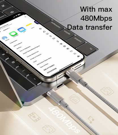 Yesido CA172C 1M Length TC To TC Built-in Intelligent Chip PD 60W Fast Charging Magnetic Saving Data Cable