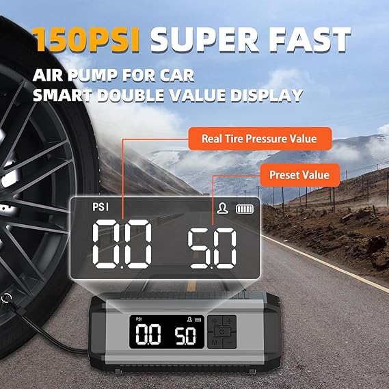 5 in 1 Car Jump Starter 10000mAh Air Inflator LED Light 800A Peak