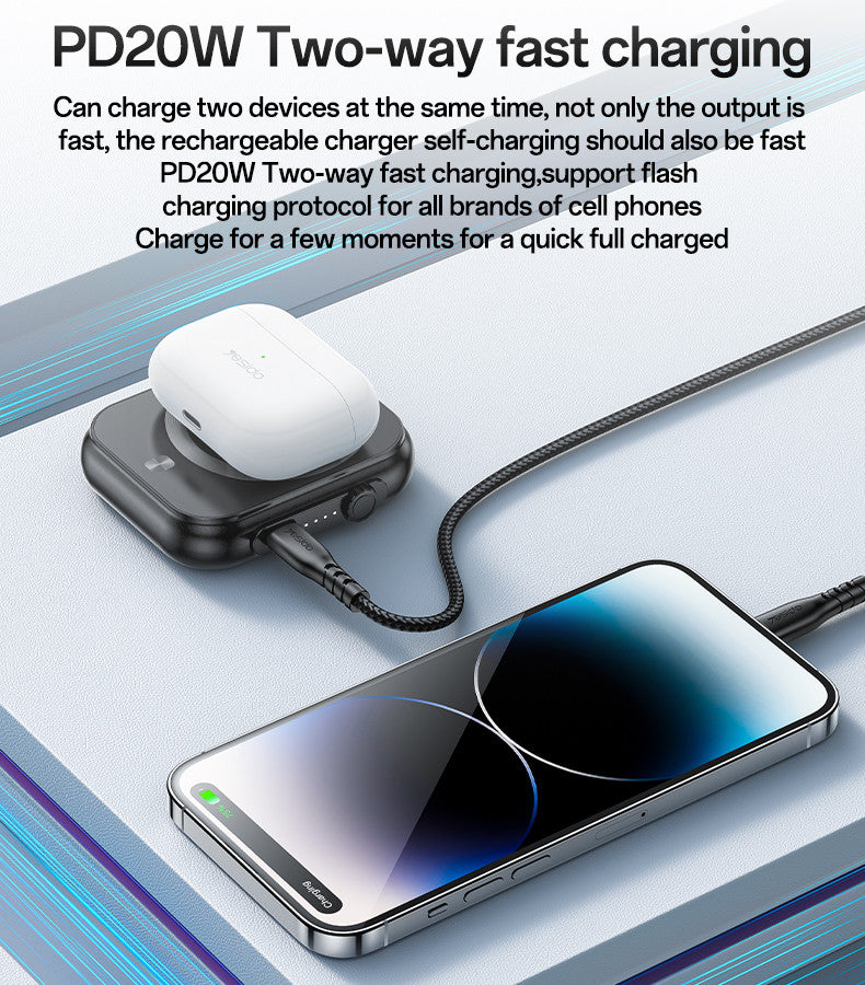 YESIDO YP59 5000mAh PD20W Fast Charging Earphone&Smart Watch 3 in 1 15W Wireless Charging Power Bank