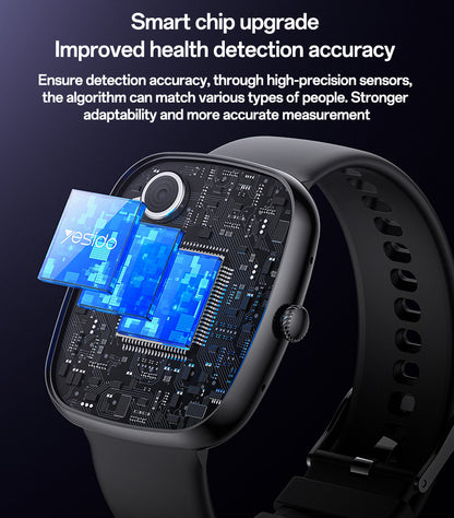 Yesido IO22 1.83 Inch Big Screen Real-time Message Notification Health Detection BT Smart Call Watch