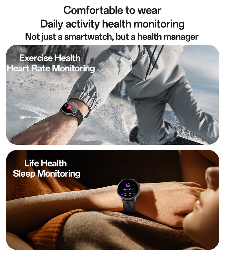 Yesido Smart Watch Round HD Display, Clear Calls, Dual ( Metal & Silicone) Straps, Black, Water Resistant, Heart Rate, Compatibility-IOS & Android, Long Battery Health