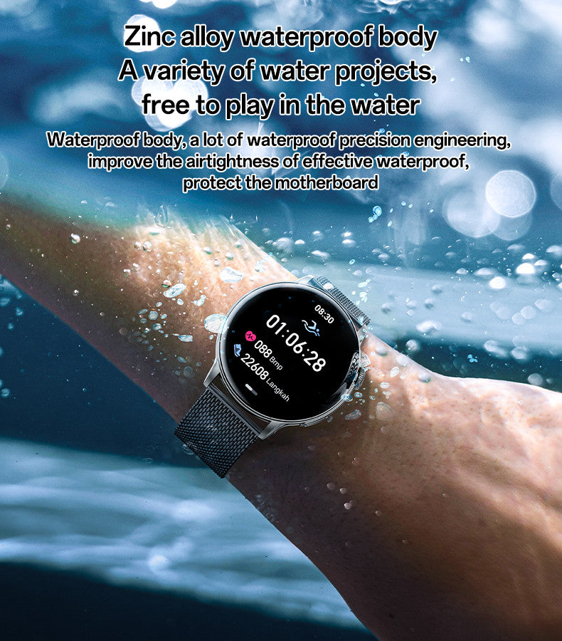 Yesido Smart Watch Round HD Display, Clear Calls, Dual ( Metal & Silicone) Straps, Black, Water Resistant, Heart Rate, Compatibility-IOS & Android, Long Battery Health