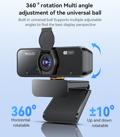 360 Rotation 1080P 2 Million Pixels Camera Built-in Microphone Autofocus 1.5M Line USB Camera