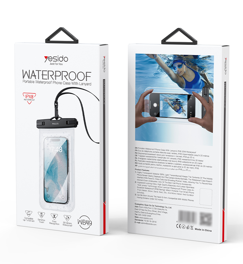 Yesido WB50 IPX8 Waterproof Phone Case 30m