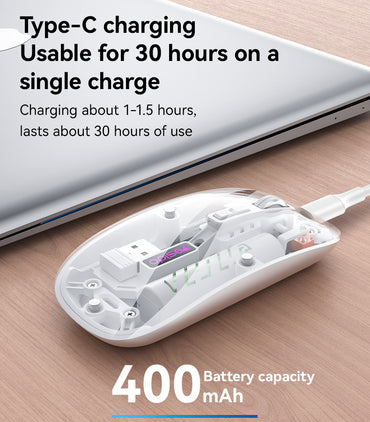 Yesido KB29 | Crystal Dual-Mode Wireless Mouse | Silent Button | White | Rechargeable | Transparent See Thru, Skull Body