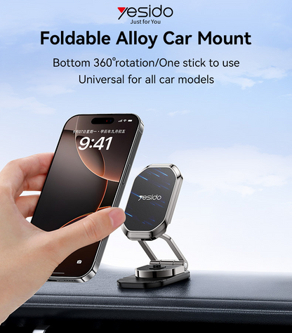 360 Rotation Zinc Alloy 6*N42 Magnets Foldable Magnetic Dashboard Car Phone Holder
