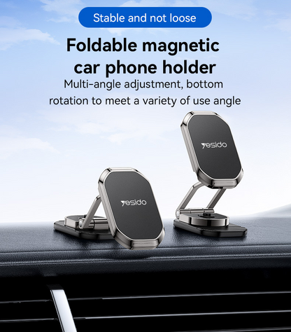360 Rotation Zinc Alloy 6*N42 Magnets Foldable Magnetic Dashboard Car Phone Holder