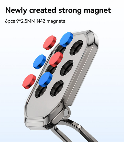 360 Rotation Zinc Alloy 6*N42 Magnets Foldable Magnetic Dashboard Car Phone Holder