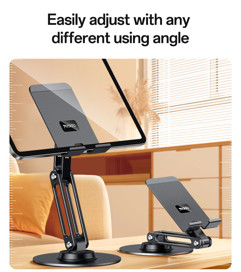360 Rotating Base Foldable Design Adjustable of Height Aluminum Alloy Metal Table Phone Holder Mount