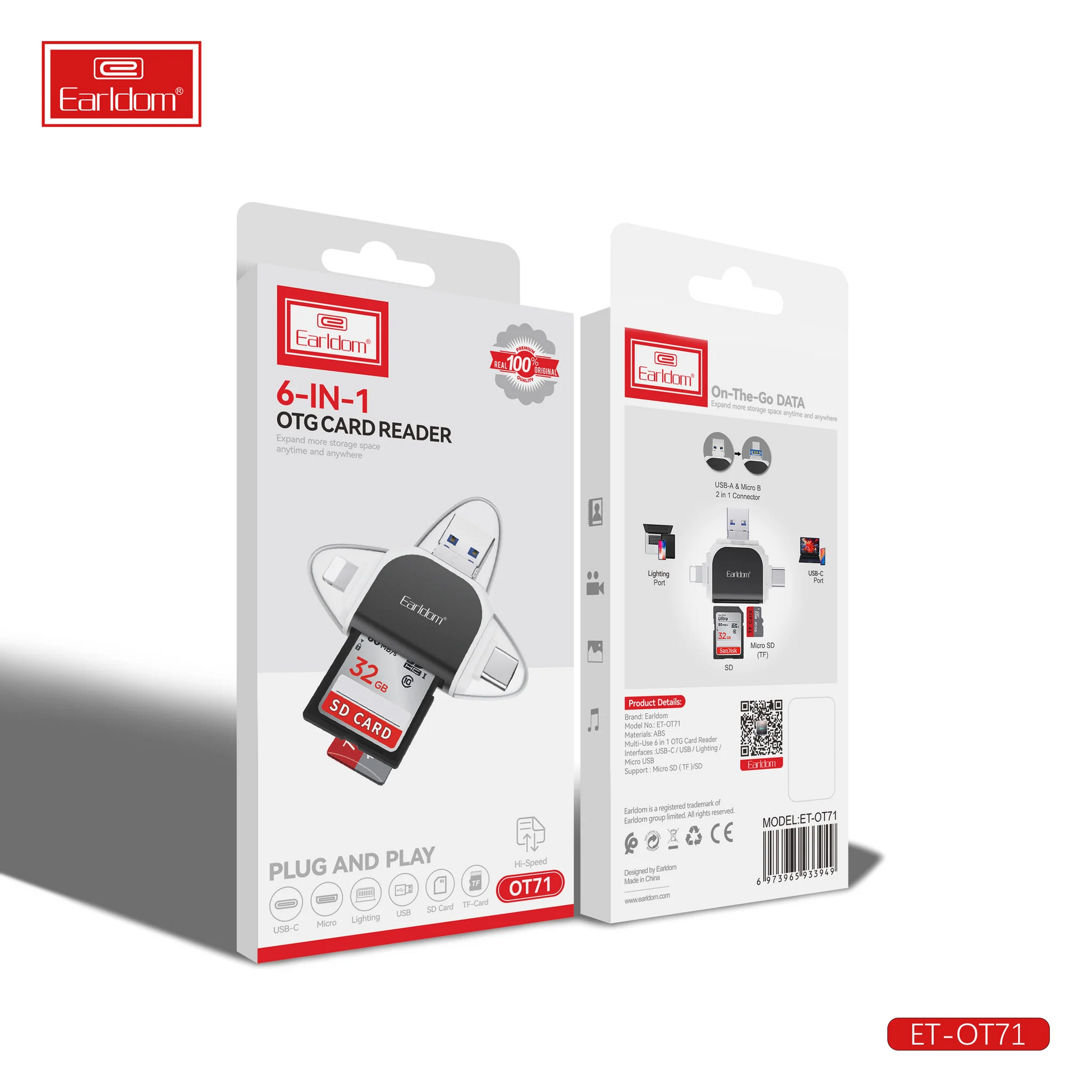 6 In 1 Otg Card Reader By Earldom“ Premium Quality, Stylish & Durable Protective Case