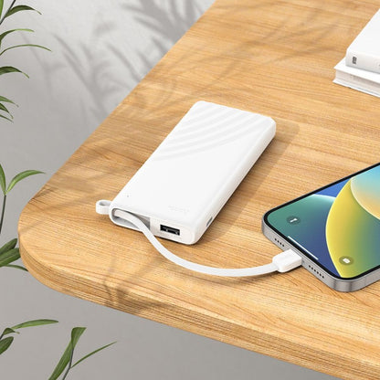 HOCO J129 5000mAh Power Bank – Built-in Lightning Cable, USB-A & USB-C Input, LED Indicator