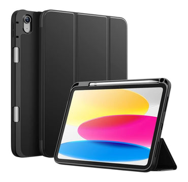 Case for iPad (A16) 11th/10th Generation (2025/2022) with Pencil Holder, Slim Tablet Cover with Soft TPU Back, Auto Wake/Sleep - Black , Rose Gold & Blue