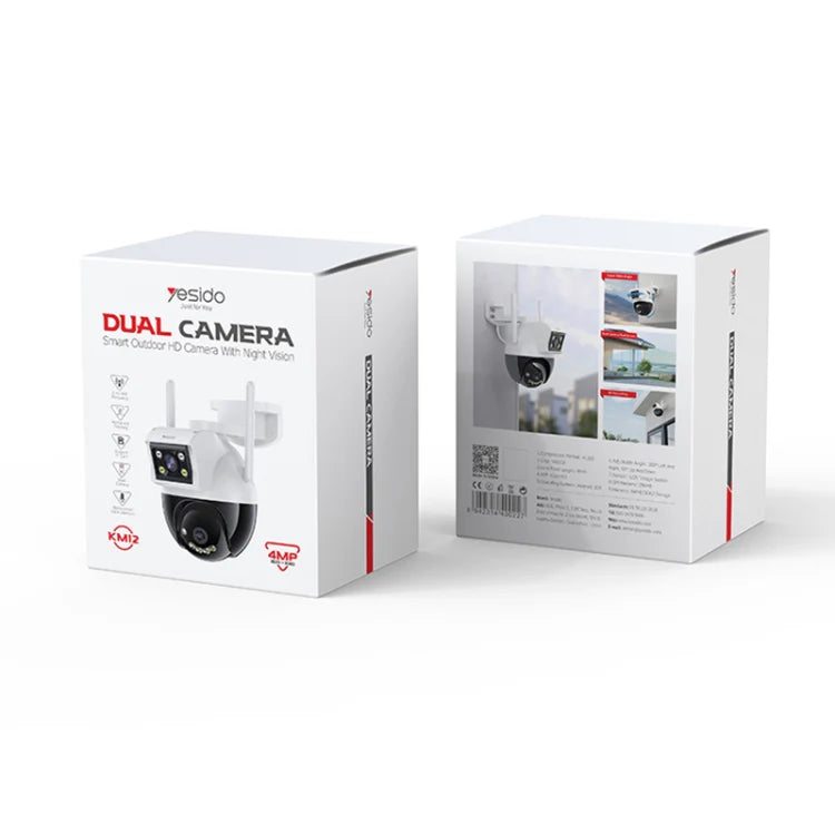 Yesido KM12 Dual-Lens Smart Security Camera: 4MP 360° Panoramic WiFi Surveillance with Full-Color Night Vision Indoor / Sheltered Outdoor - GADGETOLOGY