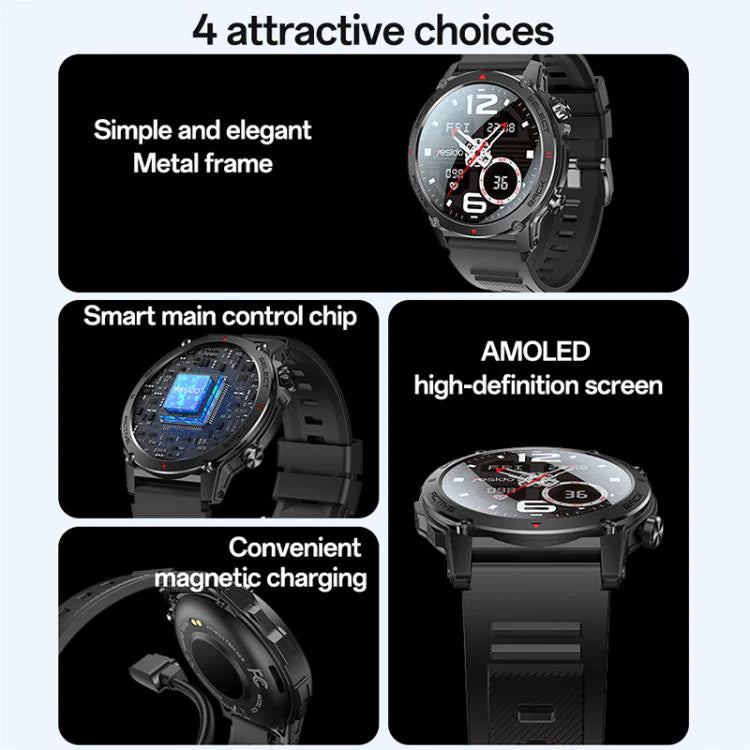 Yesido IO31 Smart Watch 1.43" AMOLED HD Screen BT Call Heart Rate IP68 Waterproof - GADGETOLOGY