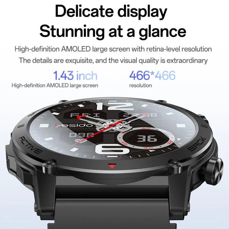 Yesido IO31 Smart Watch 1.43" AMOLED HD Screen BT Call Heart Rate IP68 Waterproof - GADGETOLOGY