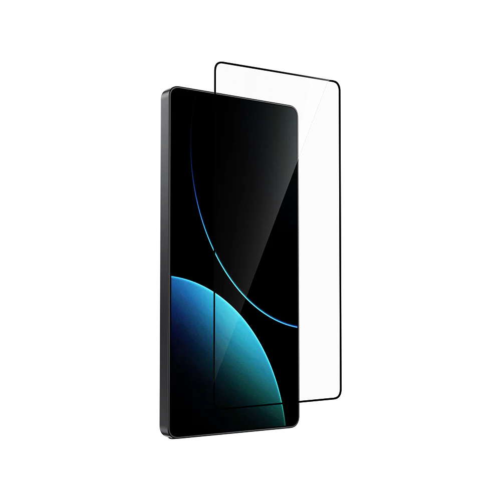 samsung a series protector Smartphone with a transparent screen protector on a white background