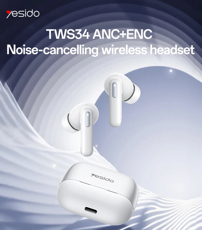 BT5.3 ANC+ENC Noise Cancelling Wireless Earbuds In-Ear Headphones with Mic
