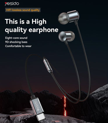 YH43 Yesido Type-C In-Ear Earphones – HIFI Lossless 10mm Dynamic Speaker