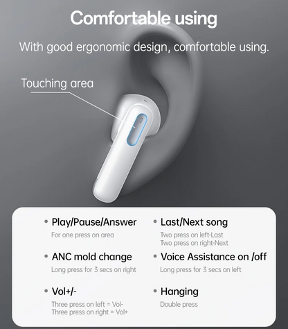 BT5.3 ANC+ENC Noise Cancelling Wireless Earbuds In-Ear Headphones with Mic