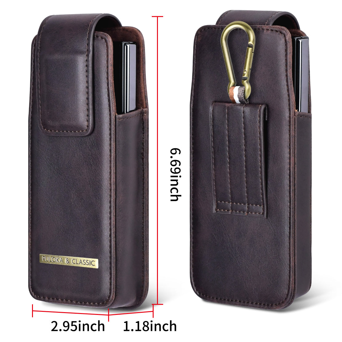 Puloka Leather Samsung Z Fold Series Phone Hanging Pouch Case , 360° Protection