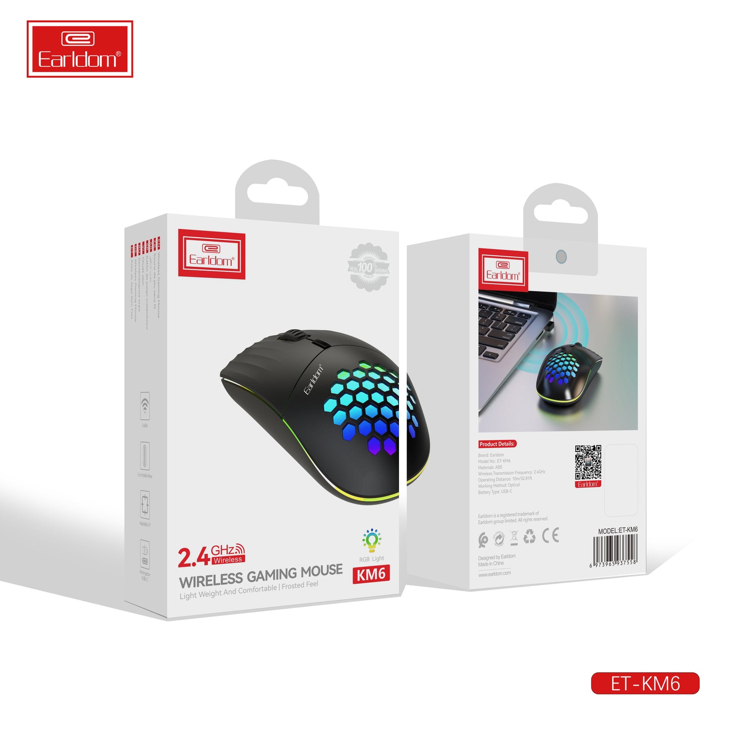 Wireless Rechargeable RGB Gaming Mouse with Adjustable DPI and Ergonomic Grip