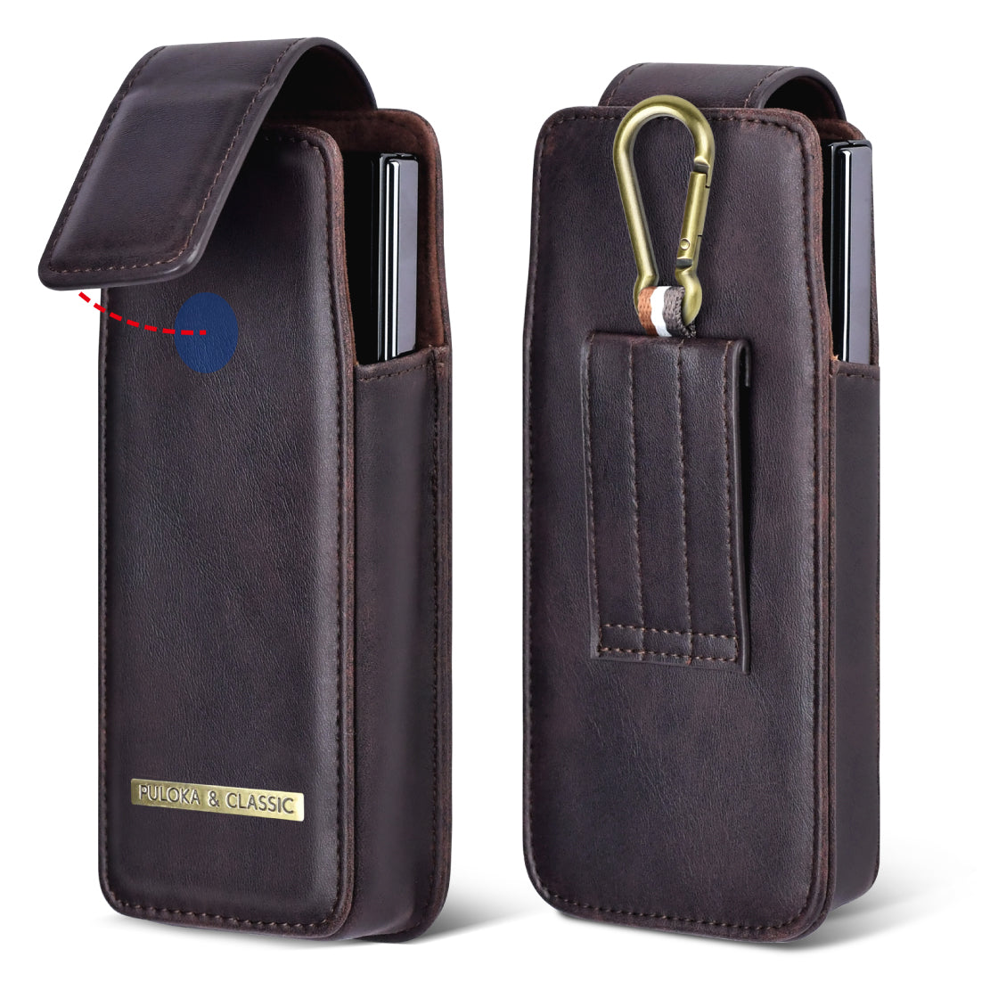 Puloka Leather Samsung Z Fold Series Phone Hanging Pouch Case , 360° Protection