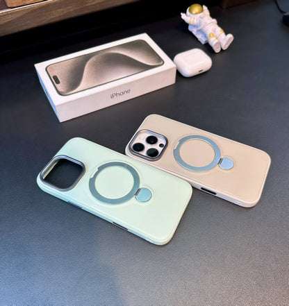 Leather Premium Case For iPhone 15 Pro Max, 16 Pro Max & Samsung S25 Ultra Support Magsafe Magnetic Charge + Strong Stand