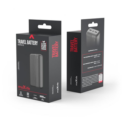 Maxlife MXPB-02 30000mAh Power Bank | 12W Dual USB Fast Charging – Black