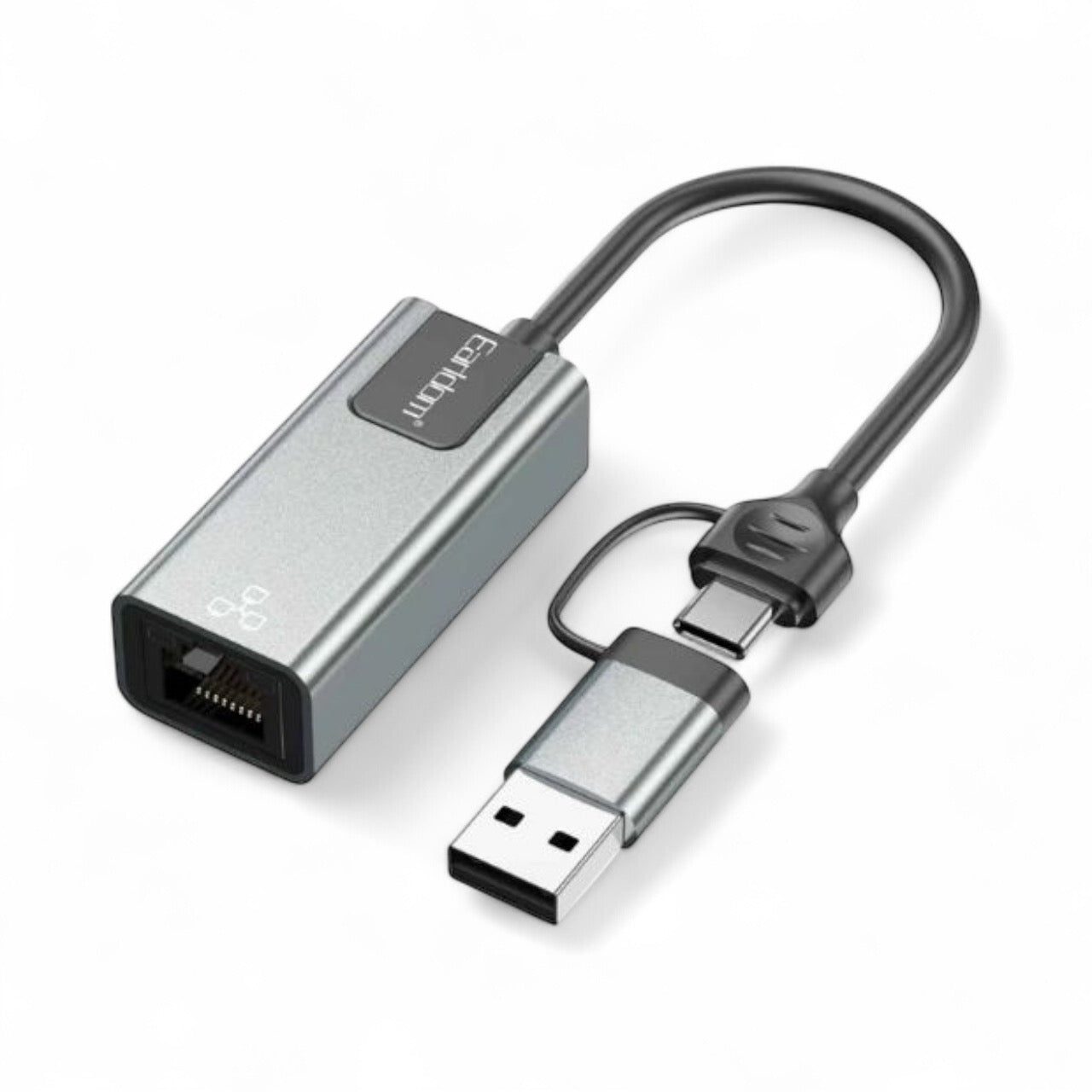 USB-C/USB-A To Ethernet 2-in-1 Network Adapter for Ethernet and Data Transfer