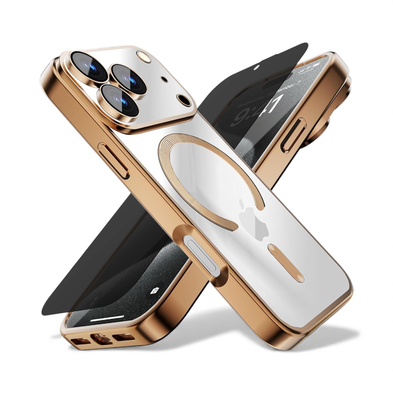 For iPhone MagSafe Chrome Case with Built-In Camera Lens Protection | Shockproof