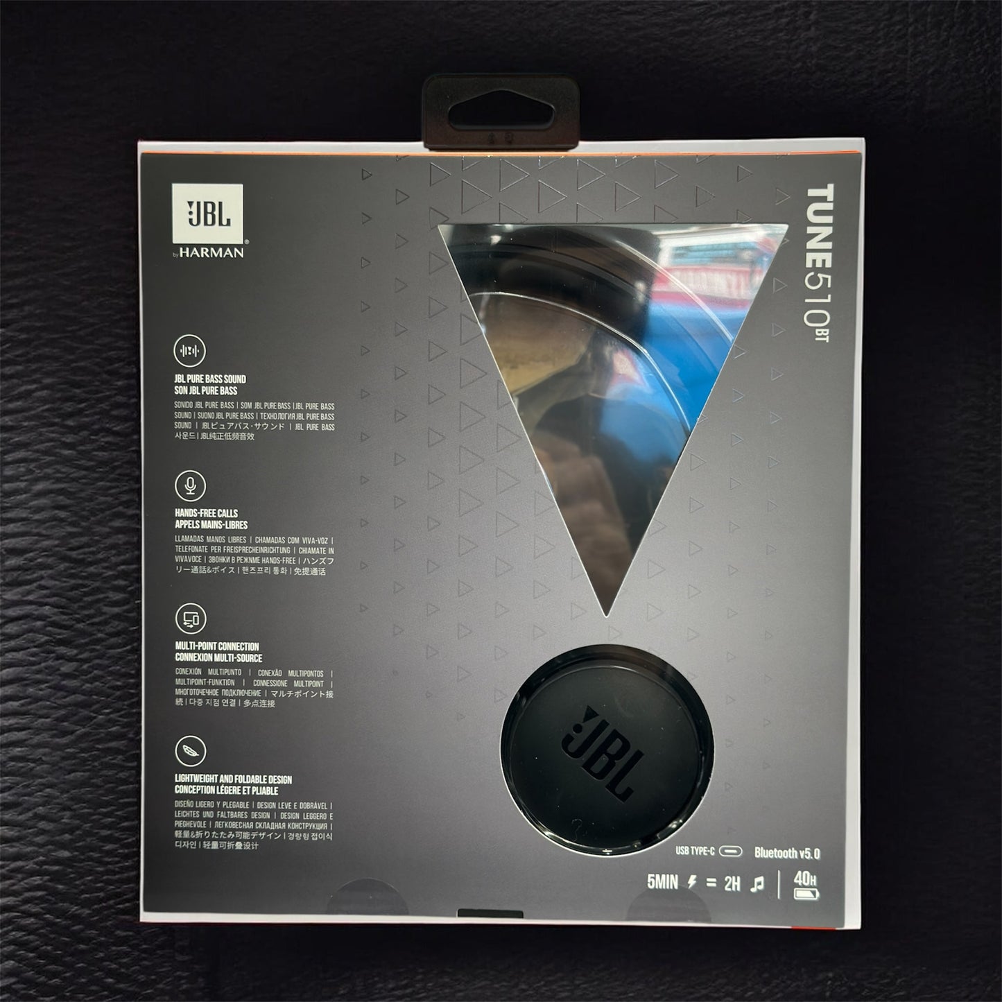 JBL Tune 510BT Wireless On-Ear Headphones - Bluetooth 5.0 Pure Bass - Black