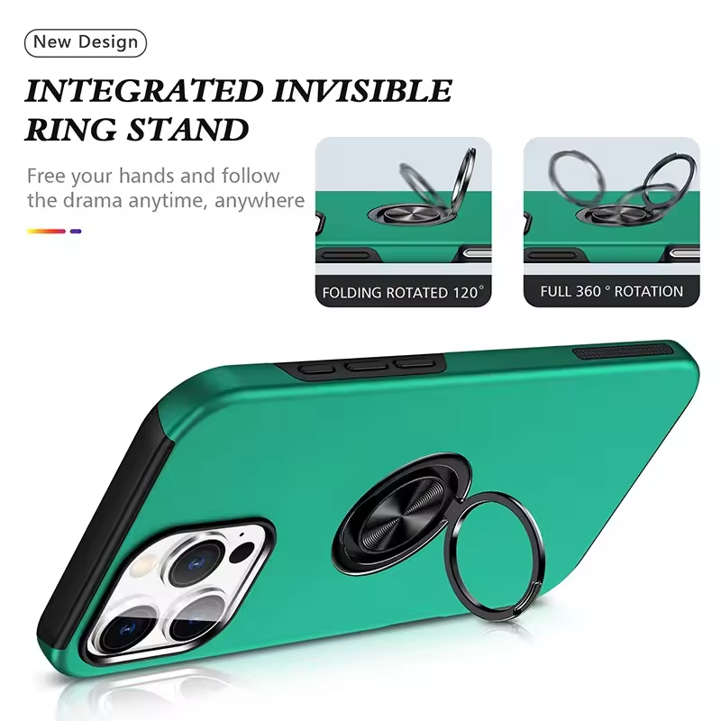 Magnetic Stand Ring Case For iPhone 17 Pro Max,16,15,14,12,13,12,11 Hard Case Anti Shock Car/ Table  Holder/Stand