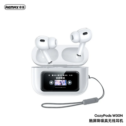 Bluetooth 5.4 Touch Screen Wireless Earbuds with Multi - protocols & Noise Canceling - White